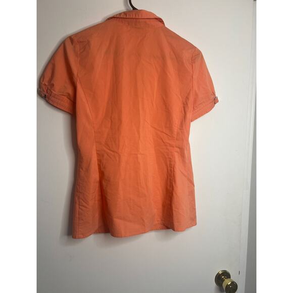 Apt. 9 Womens Button Front Blouse Short Sleeve Size Small Orange - Picture 4 of 6